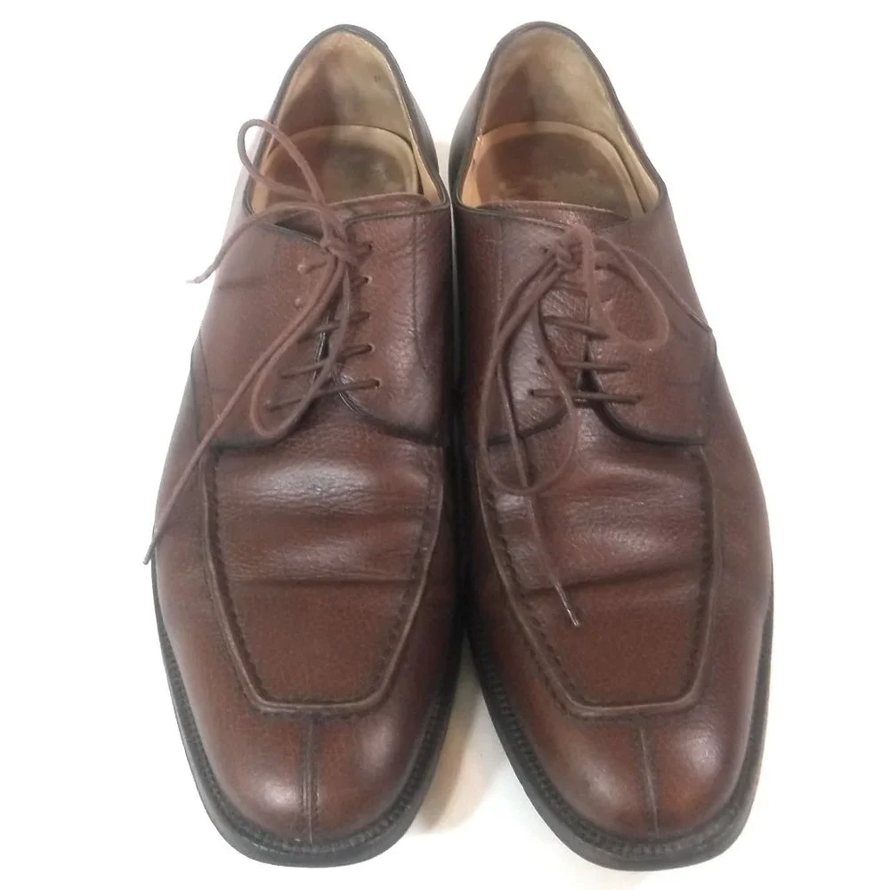 Salvatore Ferragamo Men Brown Leather Oxford Dress Lace Up Split Toe Shoes 9 D